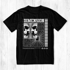 Dimension Skull Graphic T-Shirt | Dark Abstract Streetwear Tee | Sci-Fi Consciou
